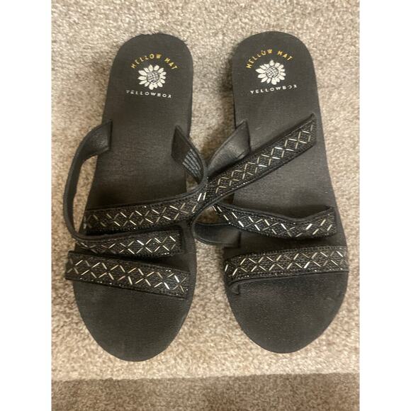 Yellow Box Women's Black Witney Beaded Wedge Sandal, 9 - Picture 2 of 7